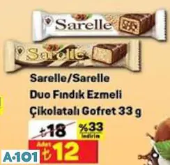 SARELLE/SARELLE DUO FINDIK EZMELİ ÇİKOLATA GOFRET 33 G